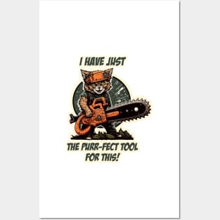 The Purr-fect Tool Kitty with Chainsaw Posters and Art